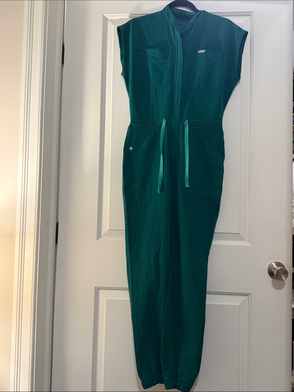 Figs Teal Utility Jumpsuit with Drawstring Waist